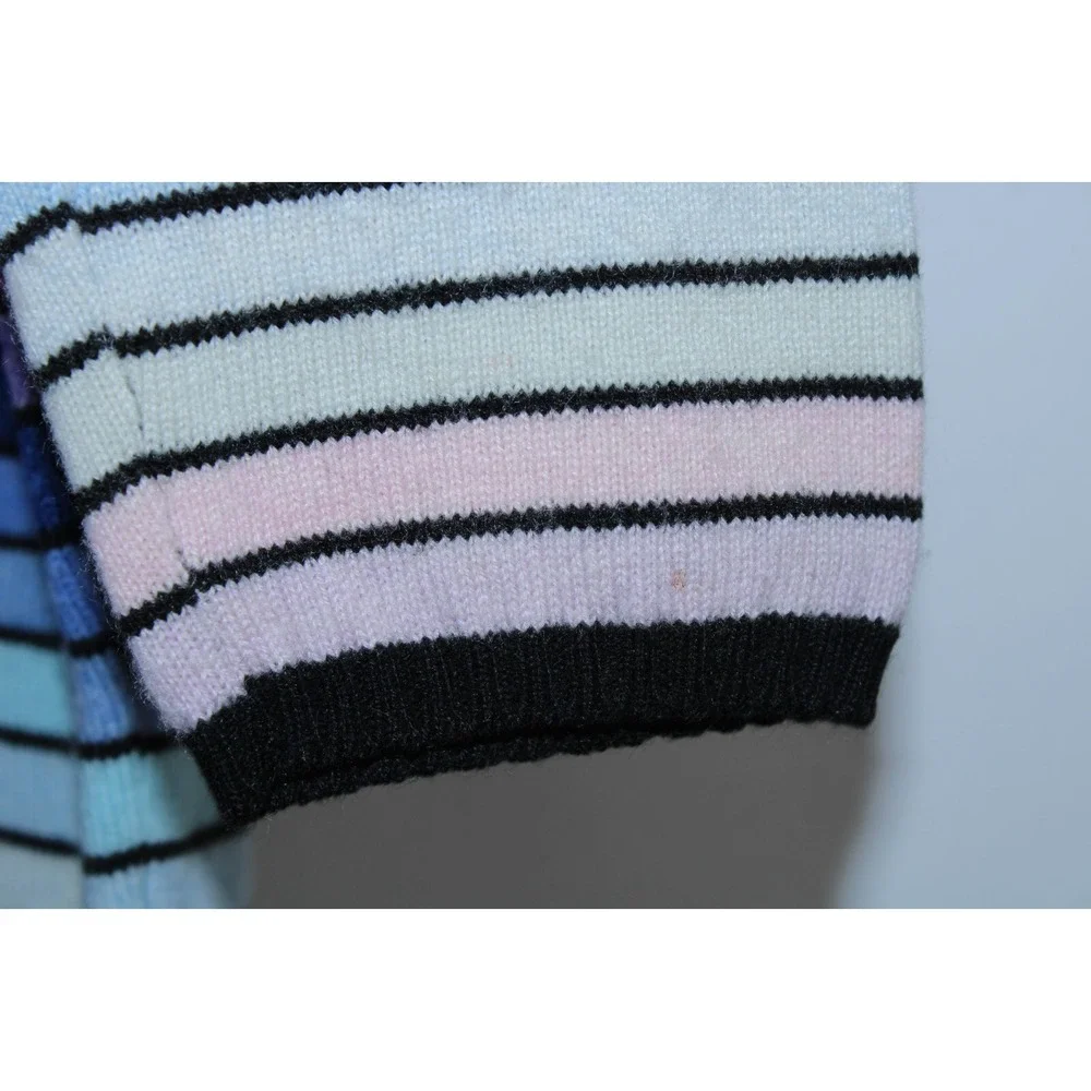 Richard Grand Women's Medium Multicolor Striped Knit Cashmere Turtleneck Sweater